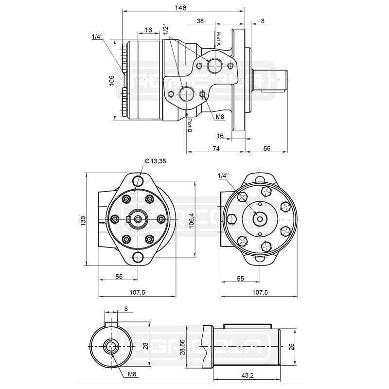 Silnik hydrauliczny BMR 80 O2 WC25 z płytą