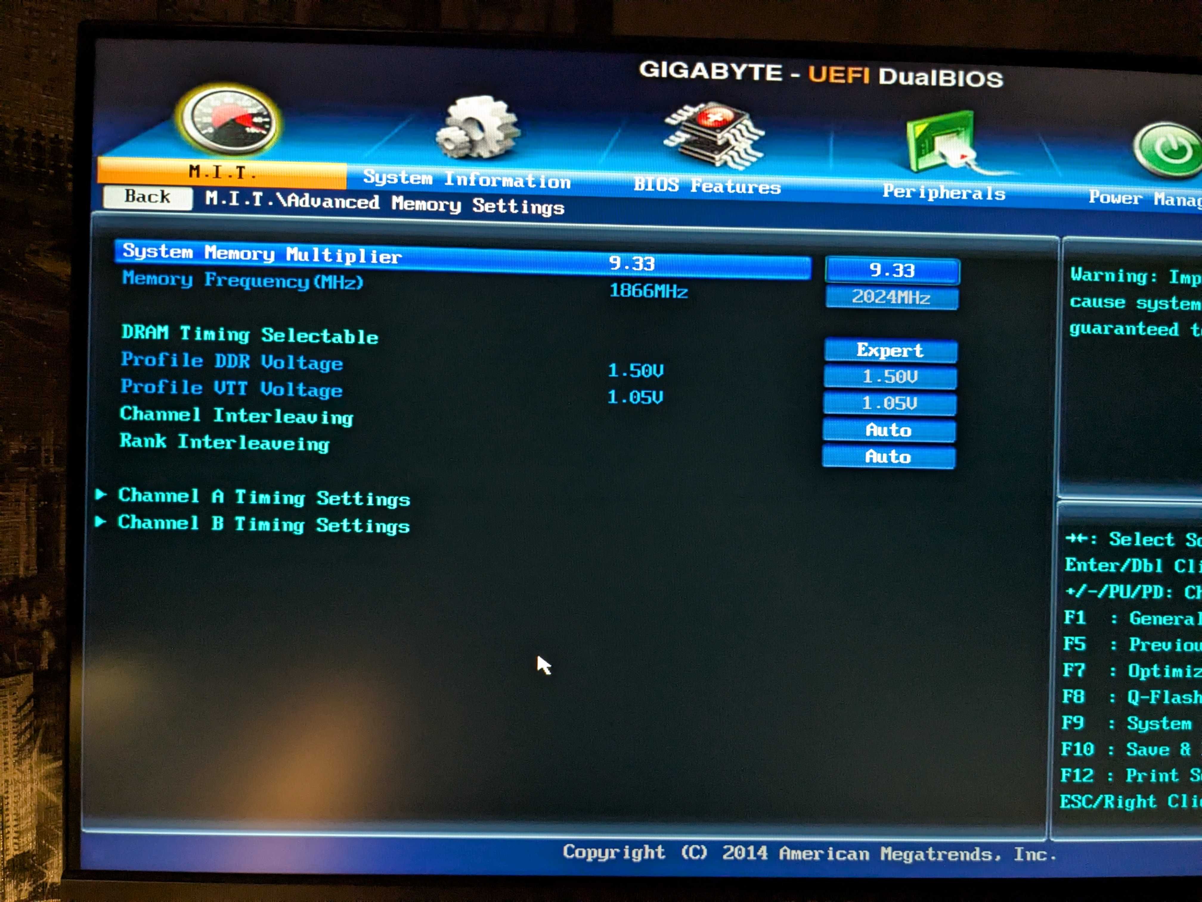 Kingston Fury 16GB (2x8GB HX318C10FB/8) DDR3 1866MHz / 2000MHz OC
