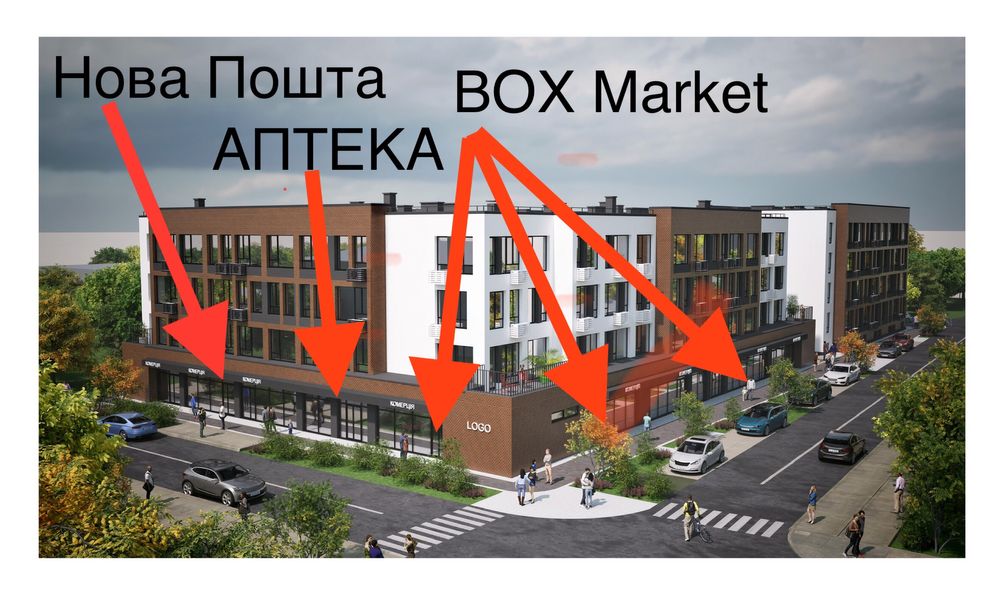 ЖК"Петрівське Містечко 2" Аптека-70 кв.м.Фасад Вітрини від забудовника