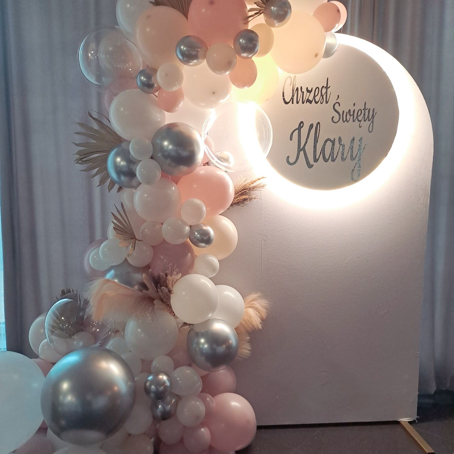 Balony ścianka chrzest roczek  baby shower komunię boho