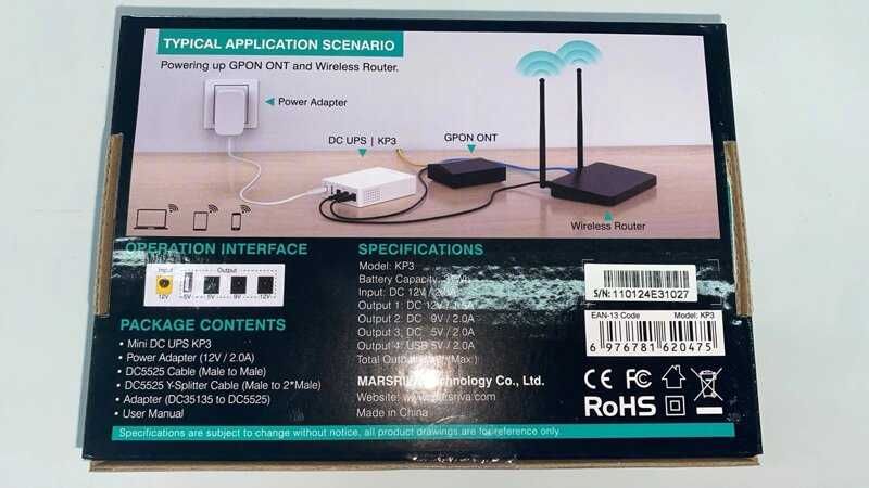ИБП для Роутера MARSRIVA Smart Mini DC UPS KP3 10000mAh