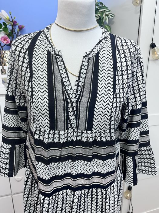 Bawełniana retro maxi sukienka vintage boho pepitka firma Pulz