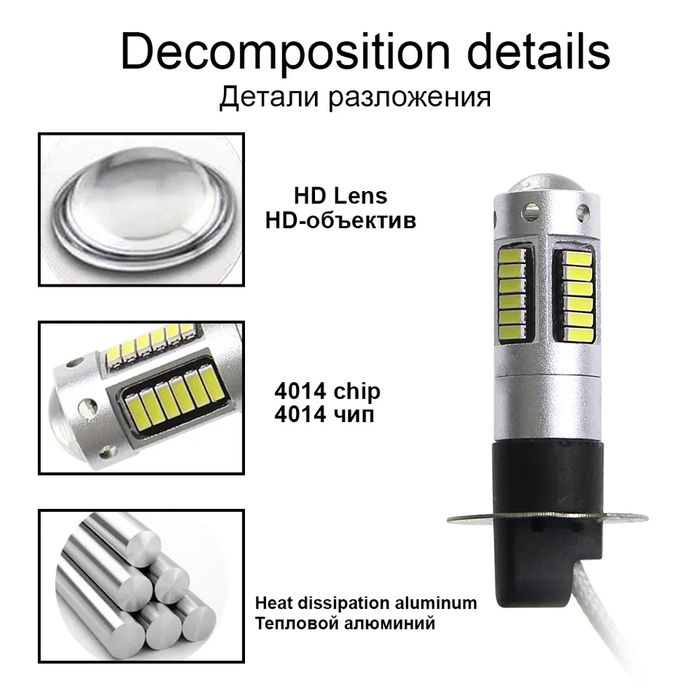 H3 Н1 LED автомобильные лампочки в противотуманные фары. Автолампы
