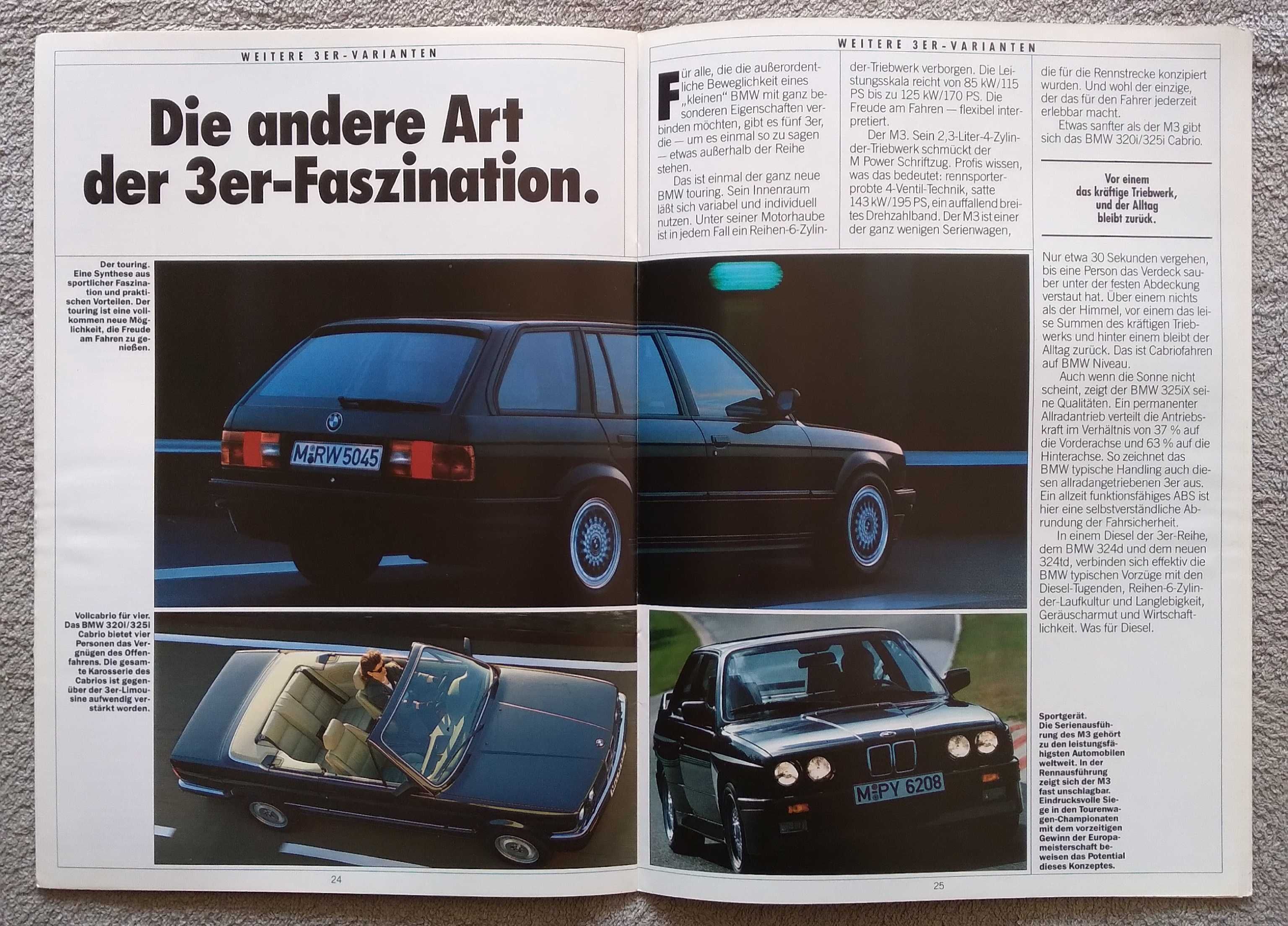 Prospekt BMW serii 3 rok 1987 e30