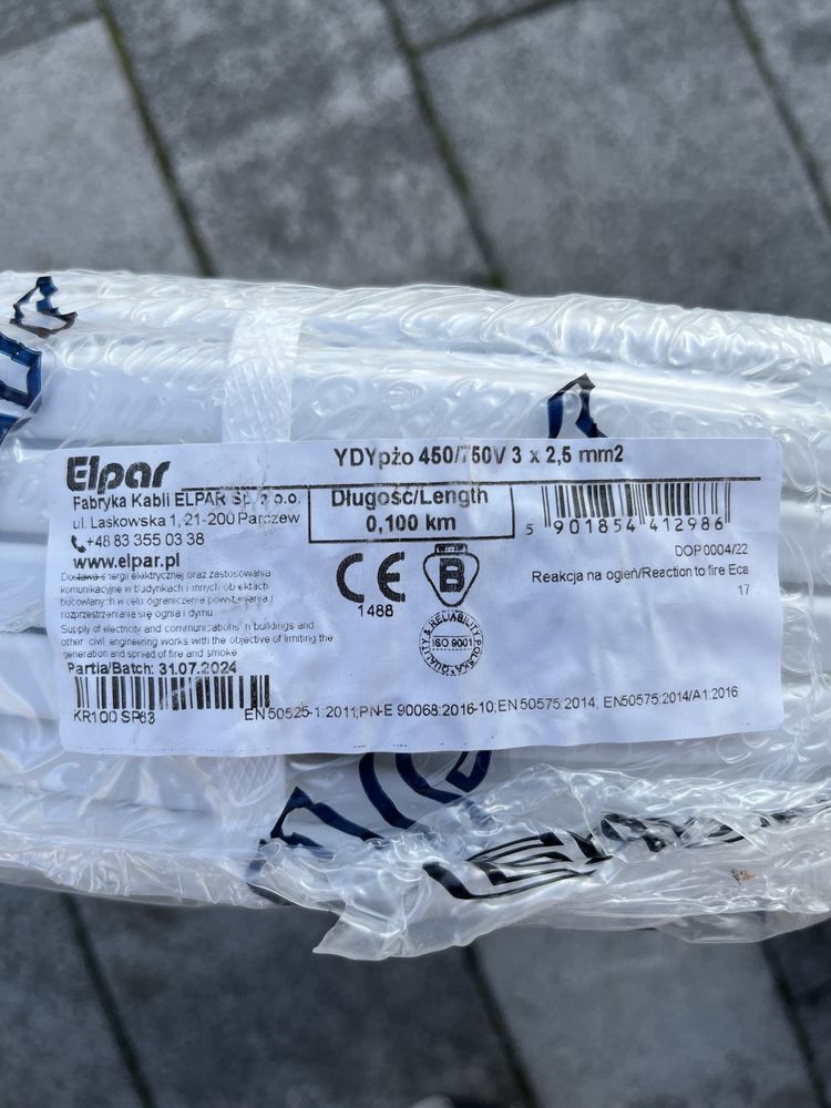 Kabel prosty Elpar 3x2,5/ 3x1,5
