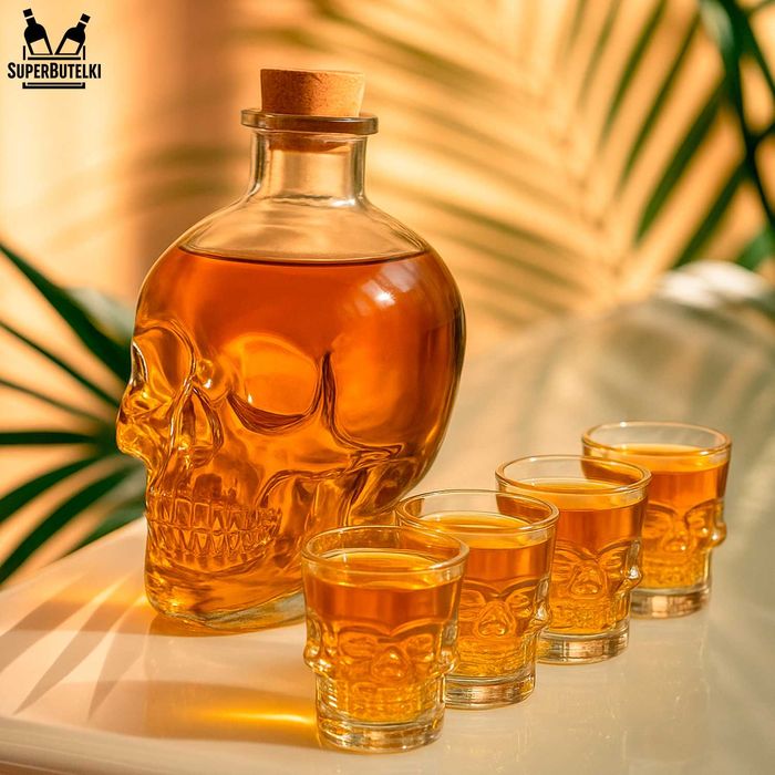 Karafka CZASZKA + 4 KIELISZKI na prezent haloween imprezę alkohol