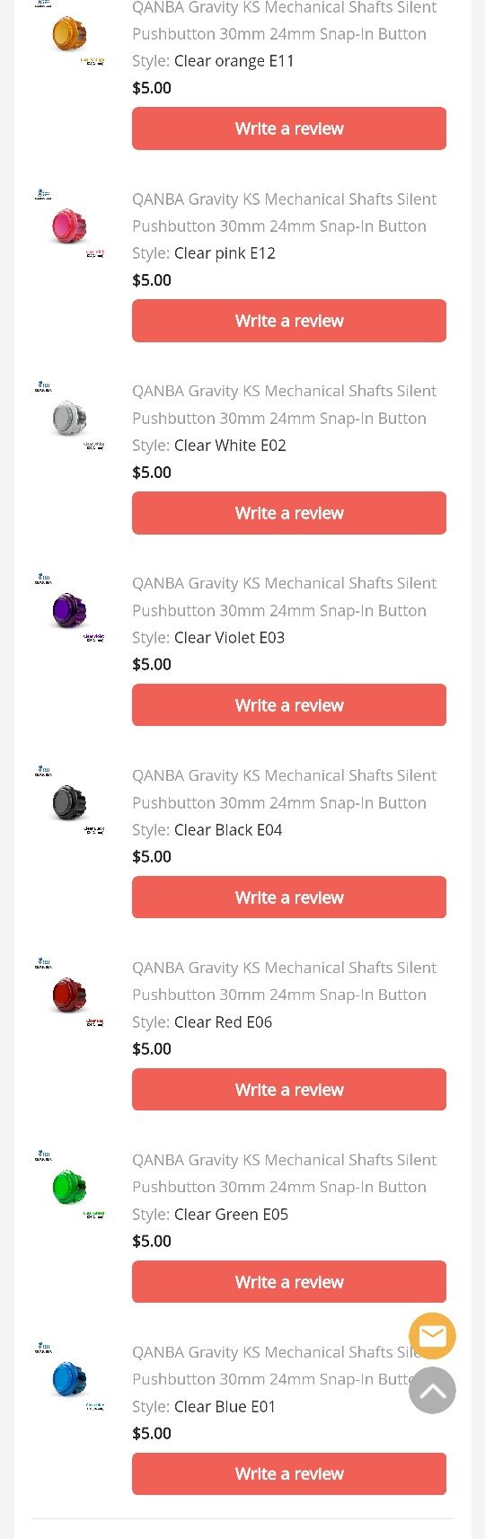 Botões arcade QAMBA Gravity KS silent 24mm