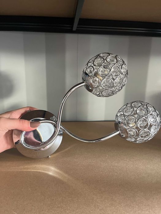 Designerski Kinkiet Ścienny HABITAT Chrom z Kryształkami