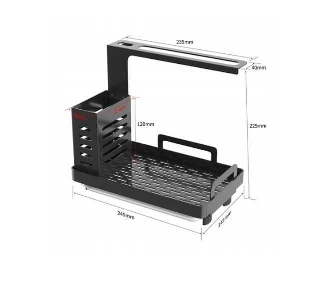 sink caddy czarny organizer zlewu kuchennego na gąbkę uchwyt