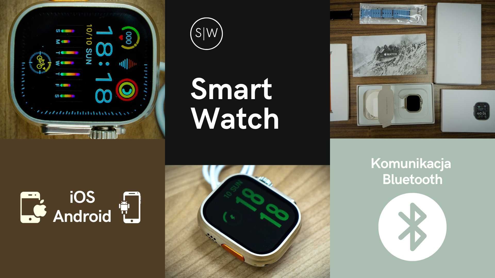 Smartwatch Zegarek Android iOS Bluetooth 2 Paski Unisex ULTRA 2