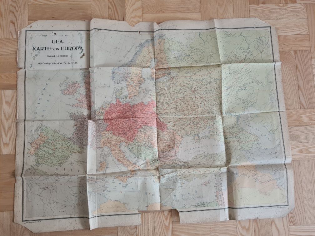 Mapa Europy z lat 1941. -  1944
