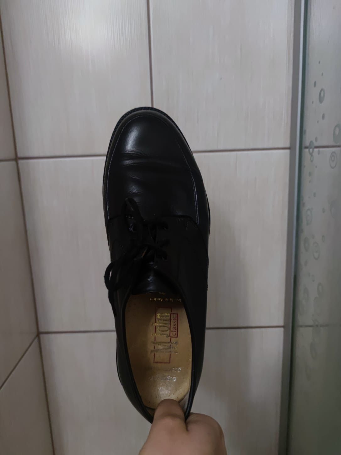 Buty obuwie 42 eleganckie M John męskie czarne leather skóra skórzane