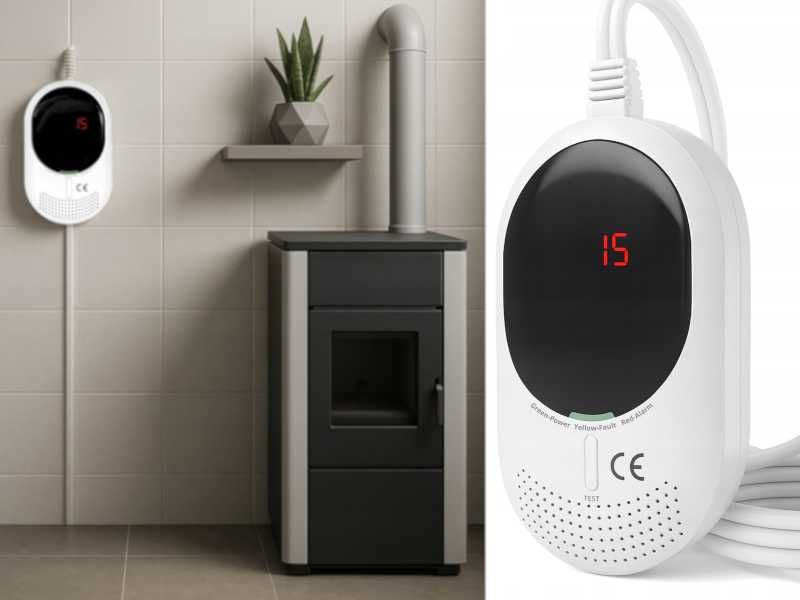 Detektor Gazów i Czadu do Kotłowni Kuchni NOWY 2w1