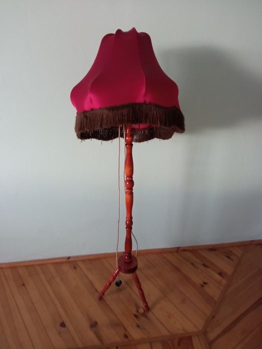 Lampa stojąca abażur PRL retro