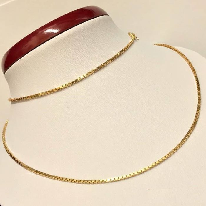 Złoty ŁAŃCUSZEK damski 18K 750 cudowna włoska KOSTKA 52cm