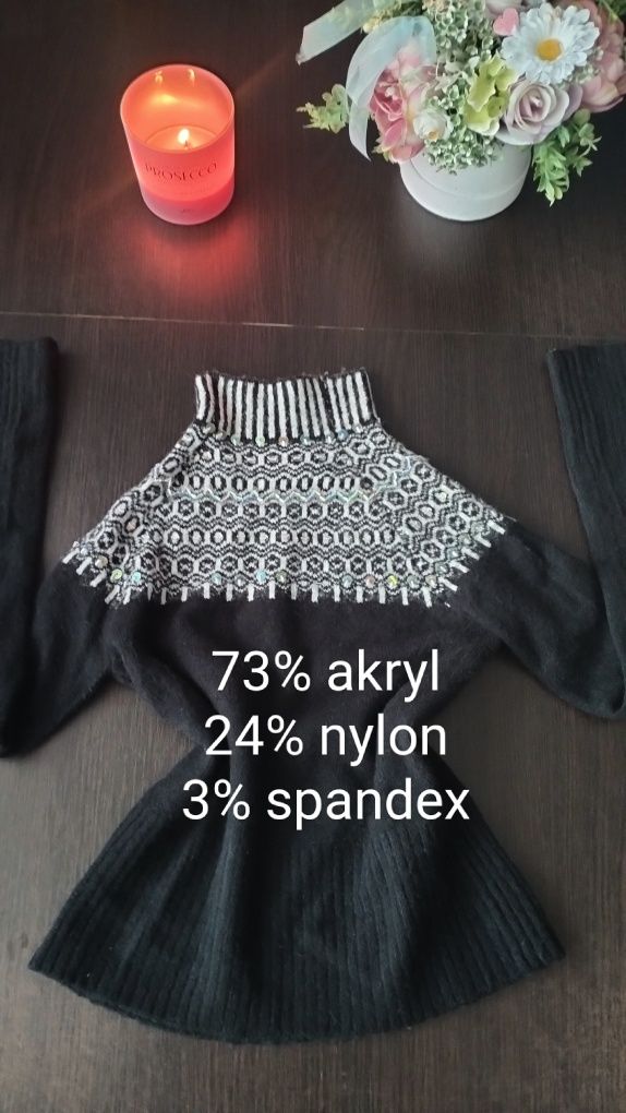 Ciepły sweter z akrylu i nylonu