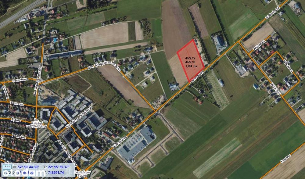 Działka inwestycyjna 1,840 ha Zambrów