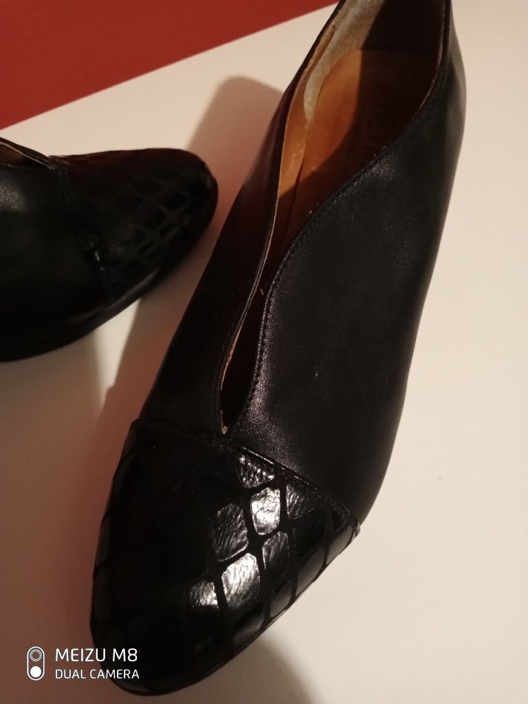 Buty damskie skórzane czarne rozm. 36