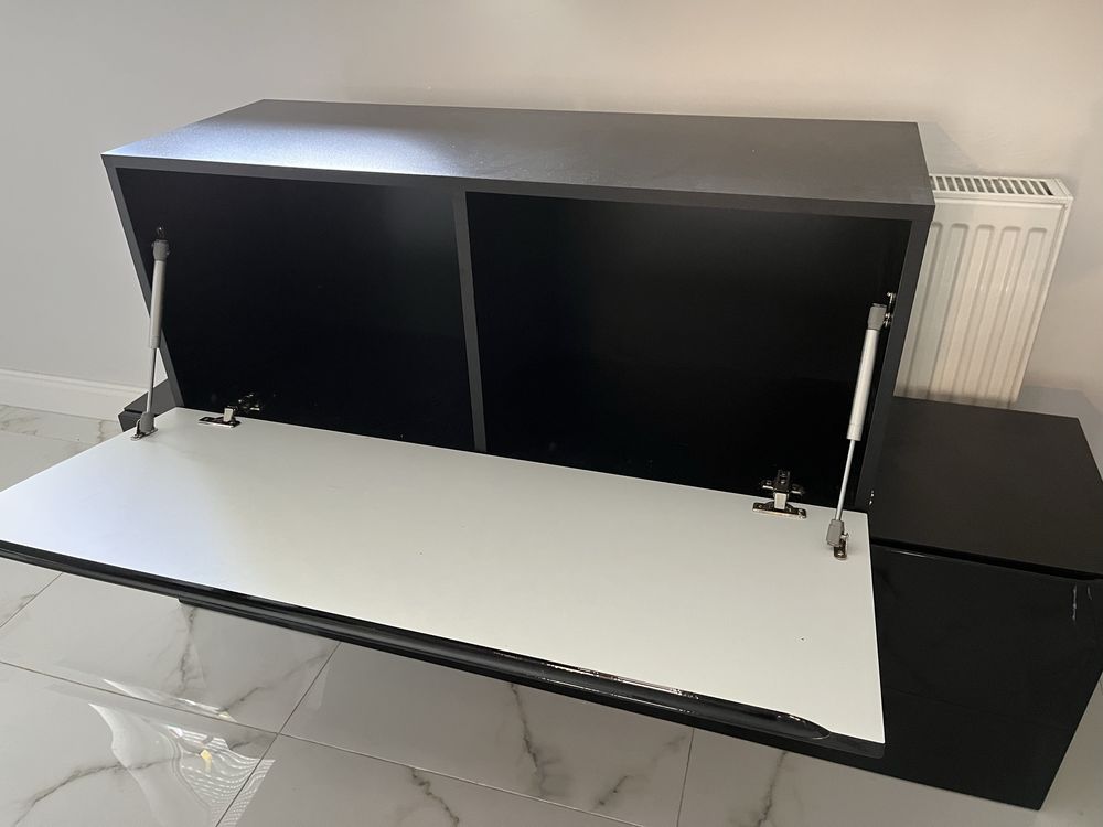 2x Szafka Pod Telewizor Wysoki Połysk Wisząca Czarna