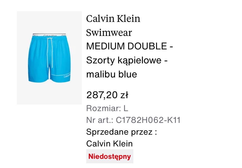 Szorty kąpielowe / kąpielówki | Calvin Klein | rozm. L | Niebieskie