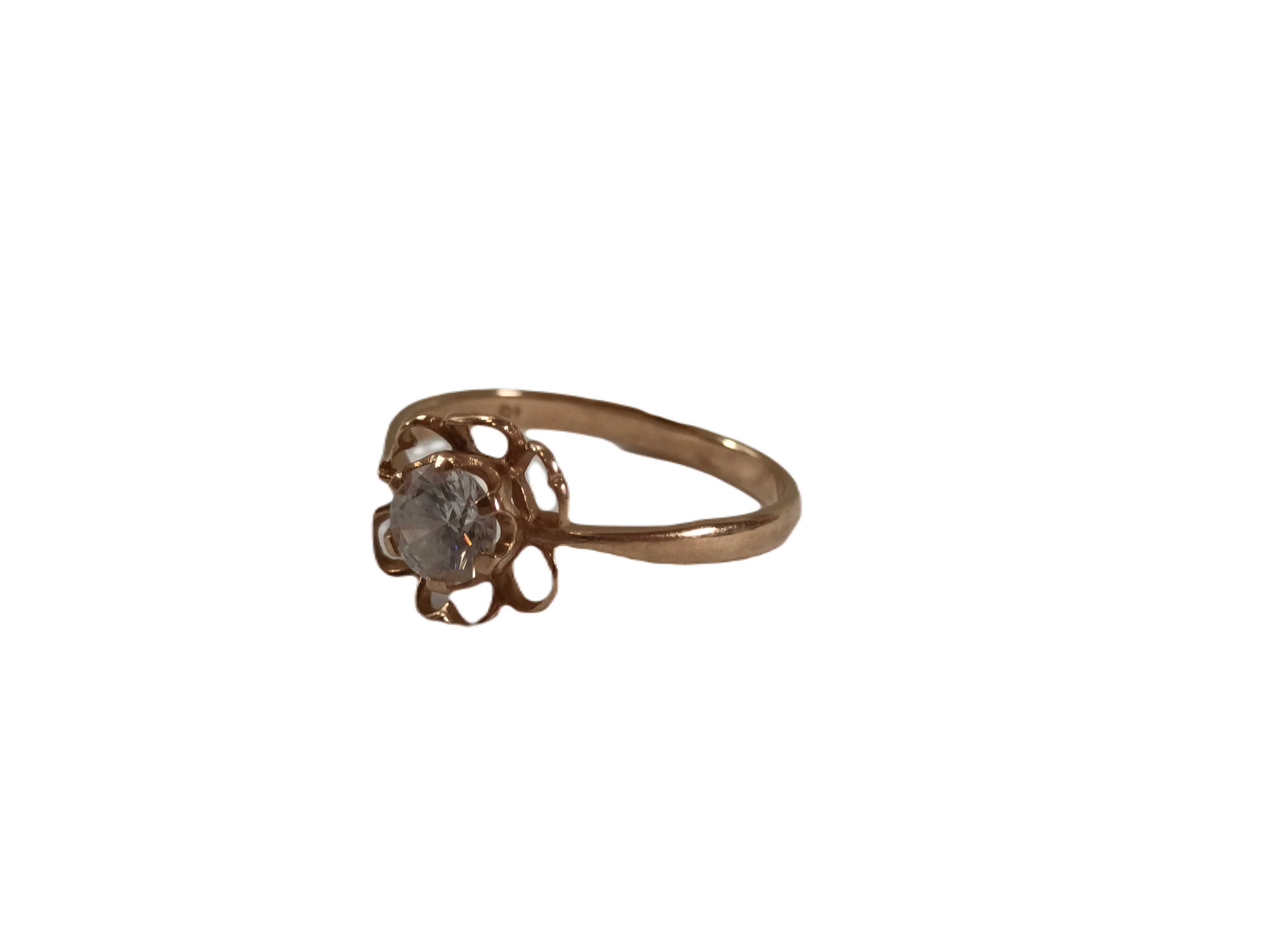 ZL732 olśniewający złoty pierścionek z dużą cyrkonią 585 rozmiar: 19