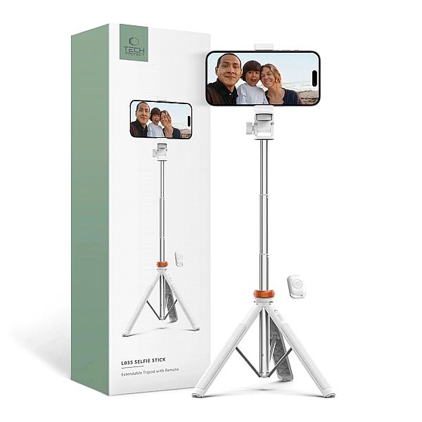 Tech-Protect L03S Bluetooth Selfie Stick Tripod White