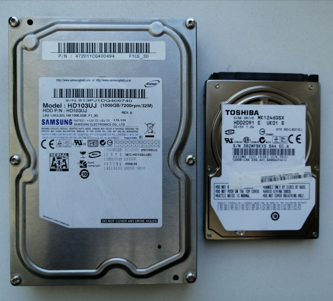 HDD на 1 ТБ + 120 ГБ (не рабочие)