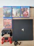 PS4 PRO z dwoma padami + słuchawki + gry ps4