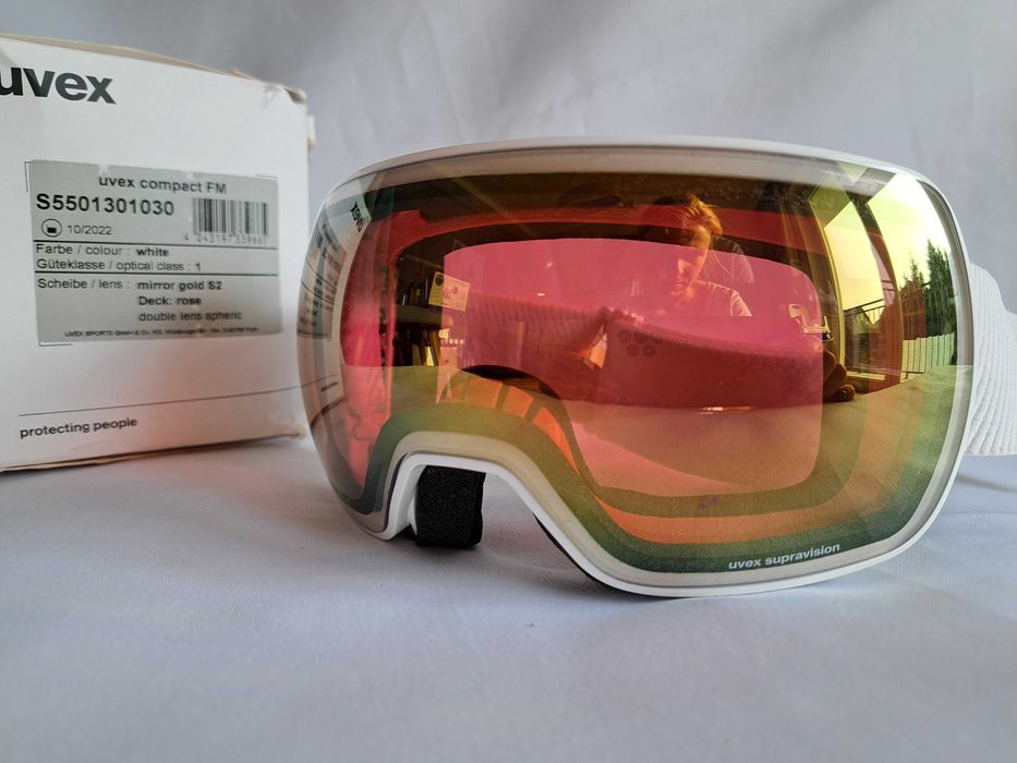 Gogle narciarskie Uvex Compact FM White Mirror Gold S2