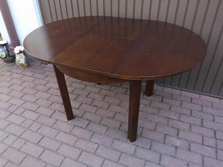 Stół Art-Deco Okrągły 100 Zgrabny Antyk Stary Rozkładany Po Renowacji.