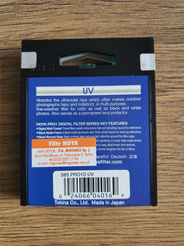 Filtr do obiektywu Hoya Pro 1 Digital UV 58