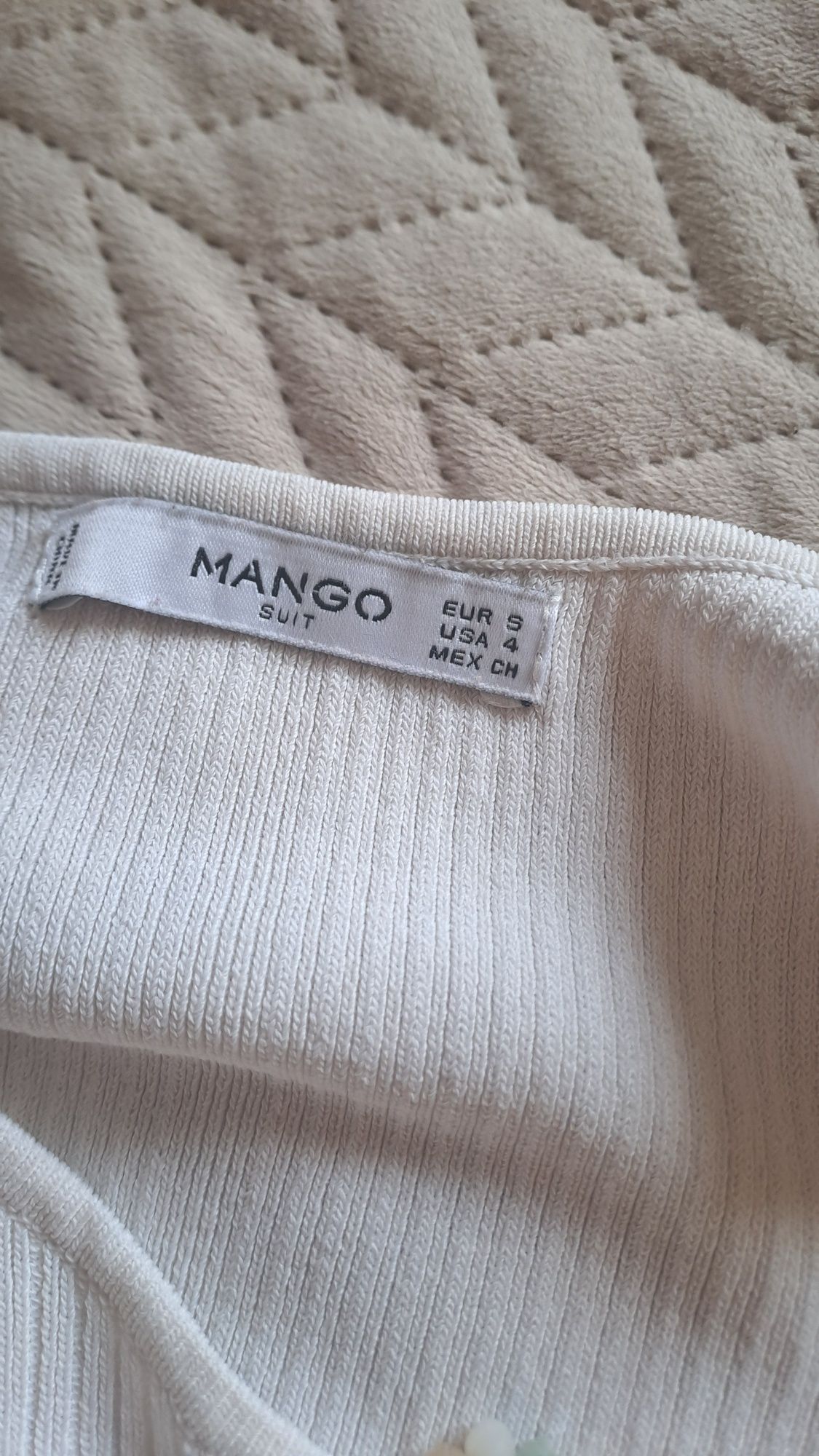 Sukienka mini Mango biała prążkowana na ramiączka 36