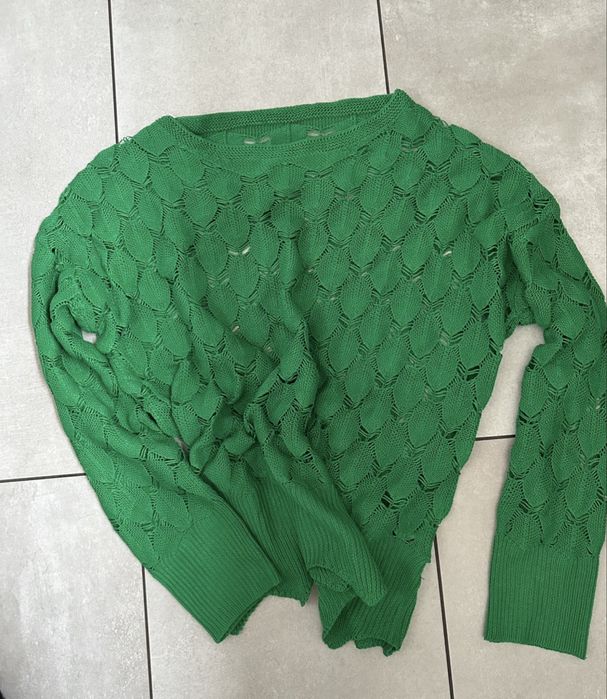 Zielony ażurowy sweter S