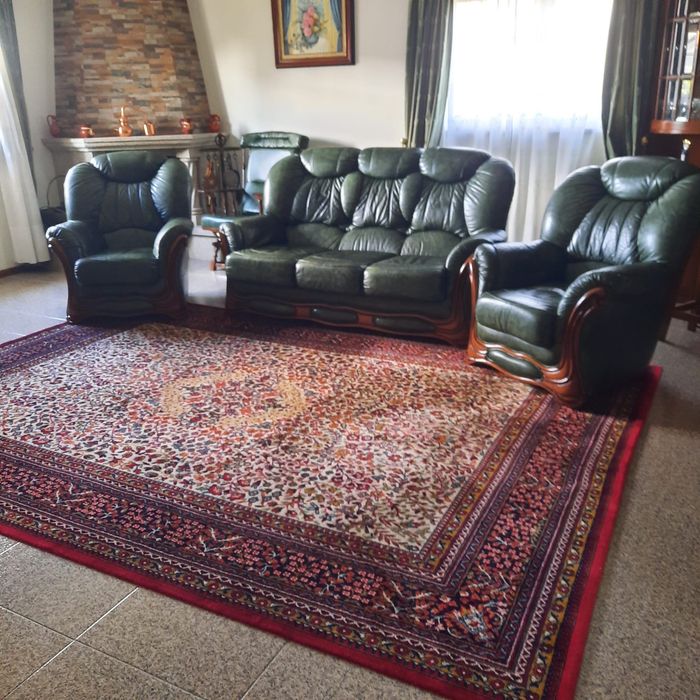 1 sofa que faz cama, 2 cadeirões + 1 carpete