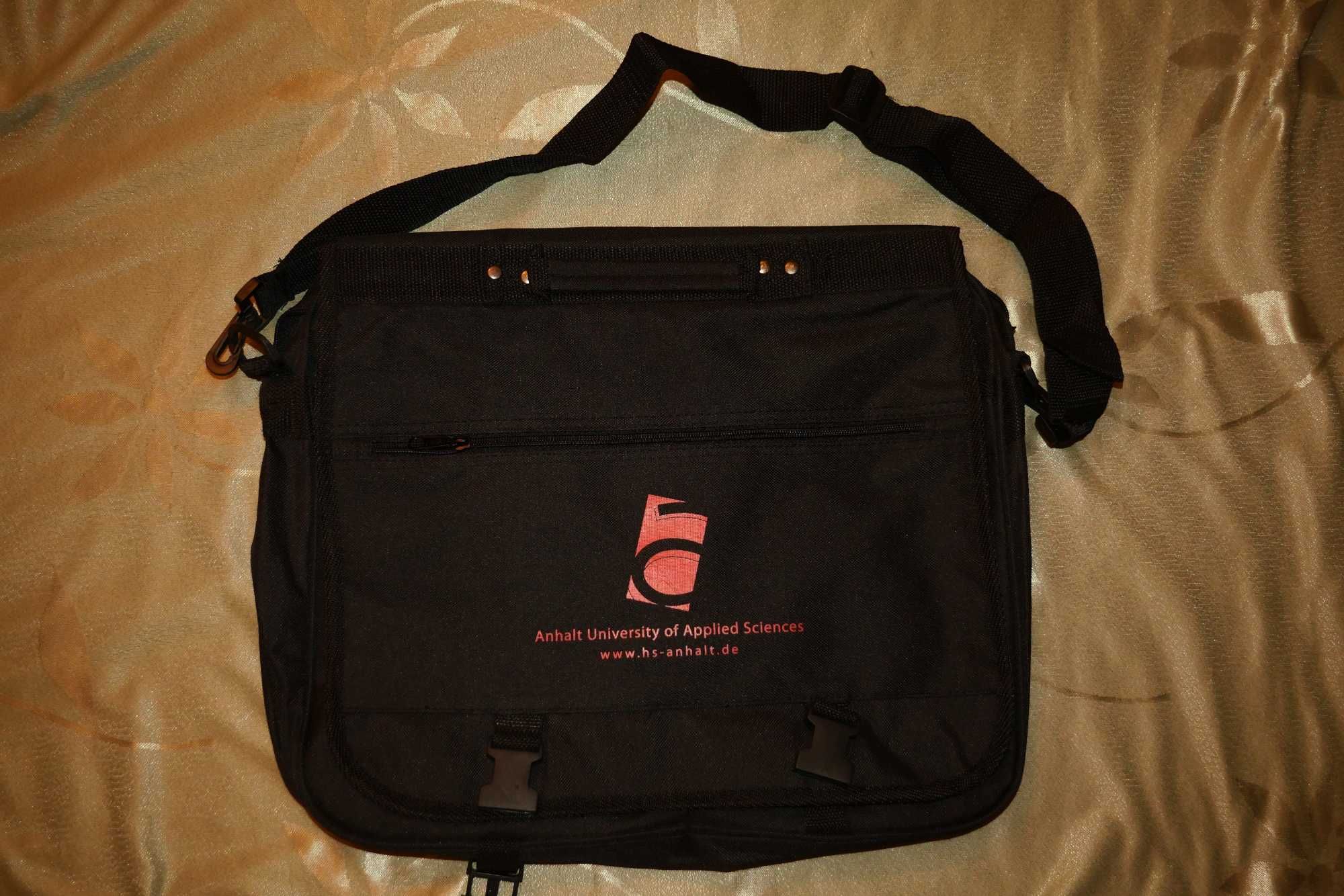 Nowa elegancka torba czarna na ramię na studia pracy szkoły na laptop