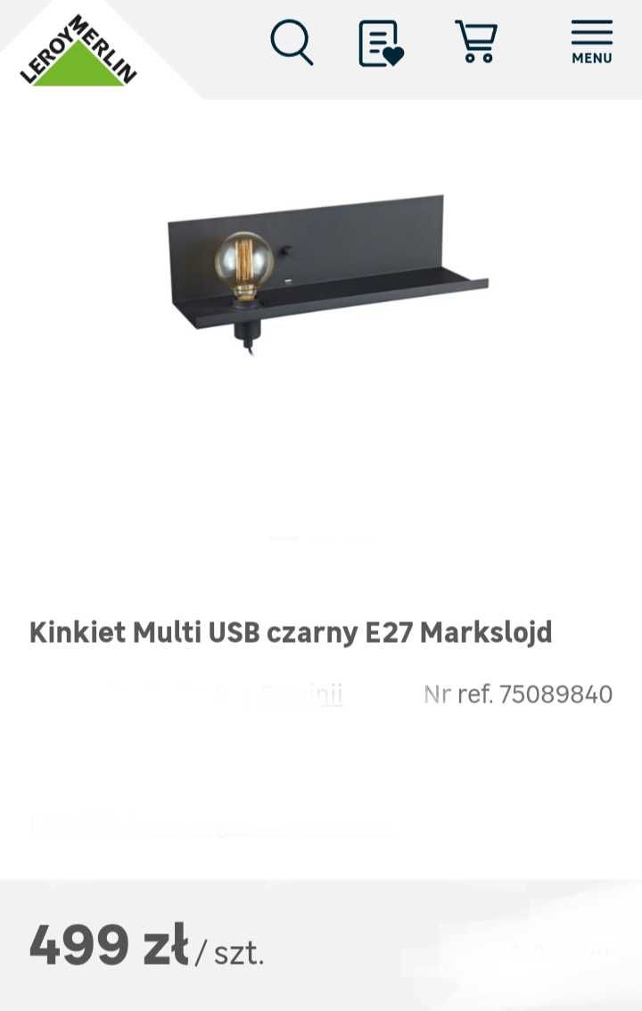 Złota Półka - Kinkiet     Multi USB Markslojd cena rynkowa 599 złotych