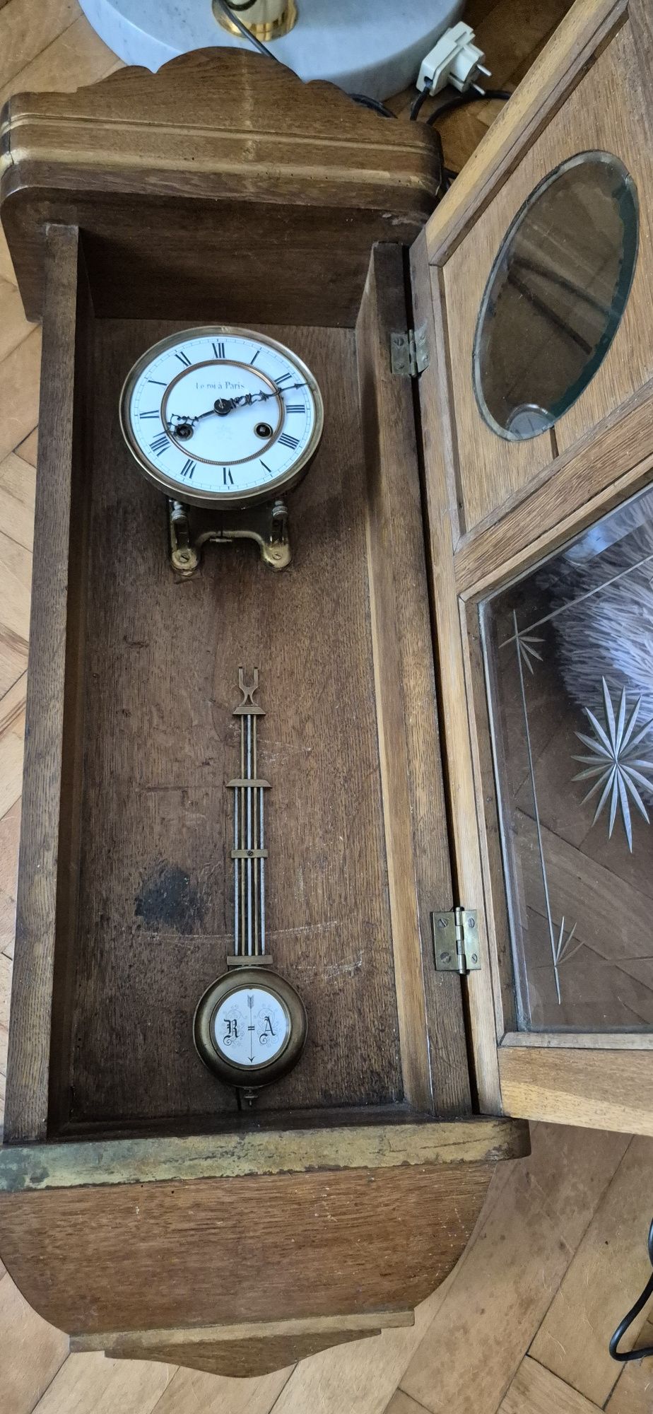 Piękny stary duży drewniany zegar Junghaus