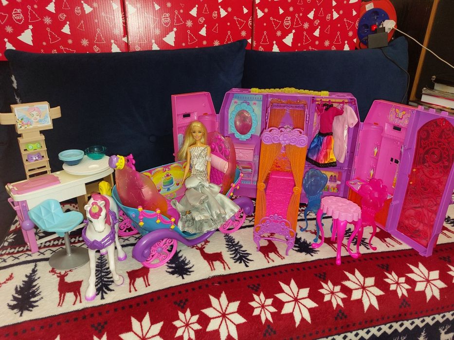 Barbie ogromny zestaw lalka pałac karoca salon piękności