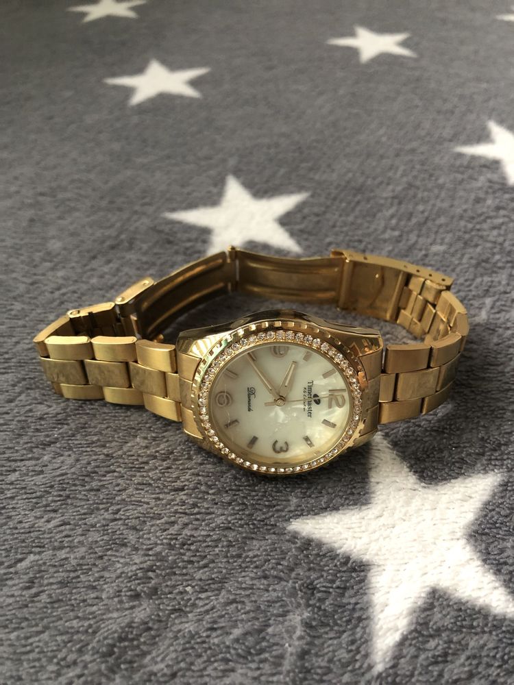 Zegarek damski zloty Timemaster z cyrkoniami na bransolecie