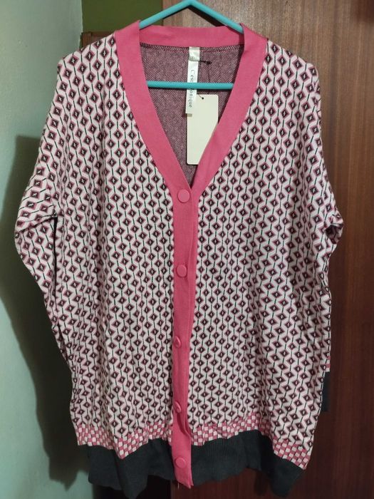 Cardigan malha rosa e cinza novo