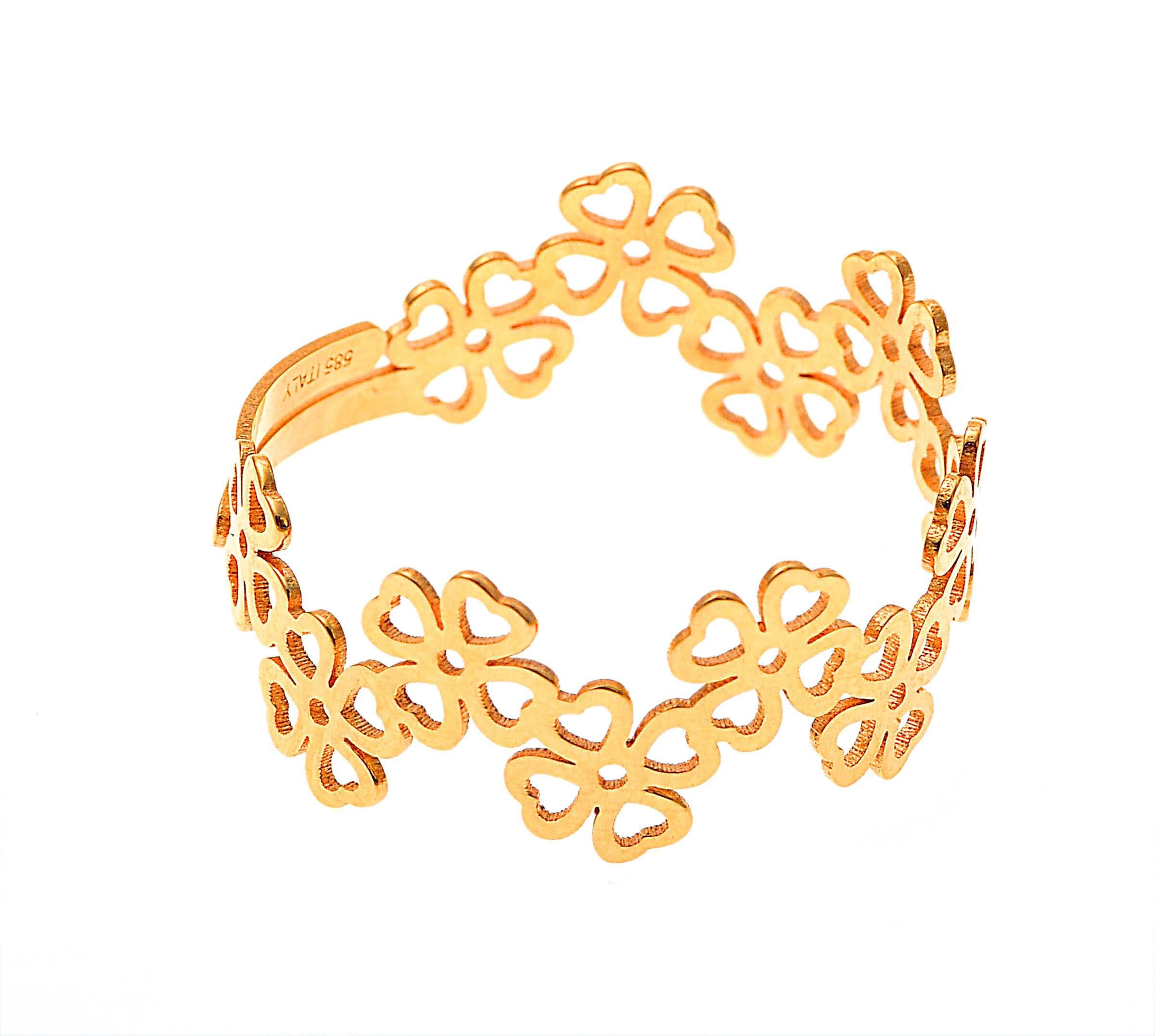 Złoty pierścionek delikatny z plecionymi kwiatami 319323