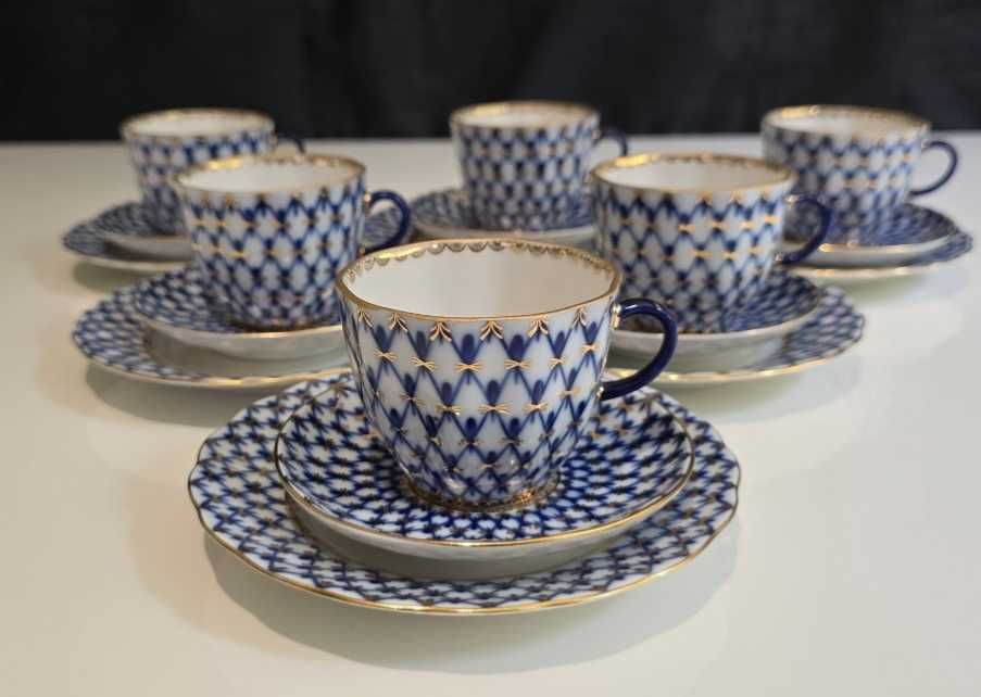 Filiżanki łomonosow siatka kobaltowa
