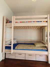 Łóżko piętrowe Flexa Classic dla dzieci + 2 materace