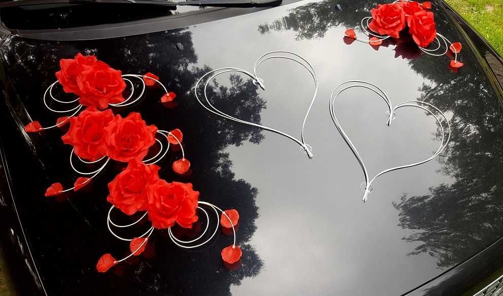 DEKORACJA Samochodu ślubnego Ozdoby na auto Serca