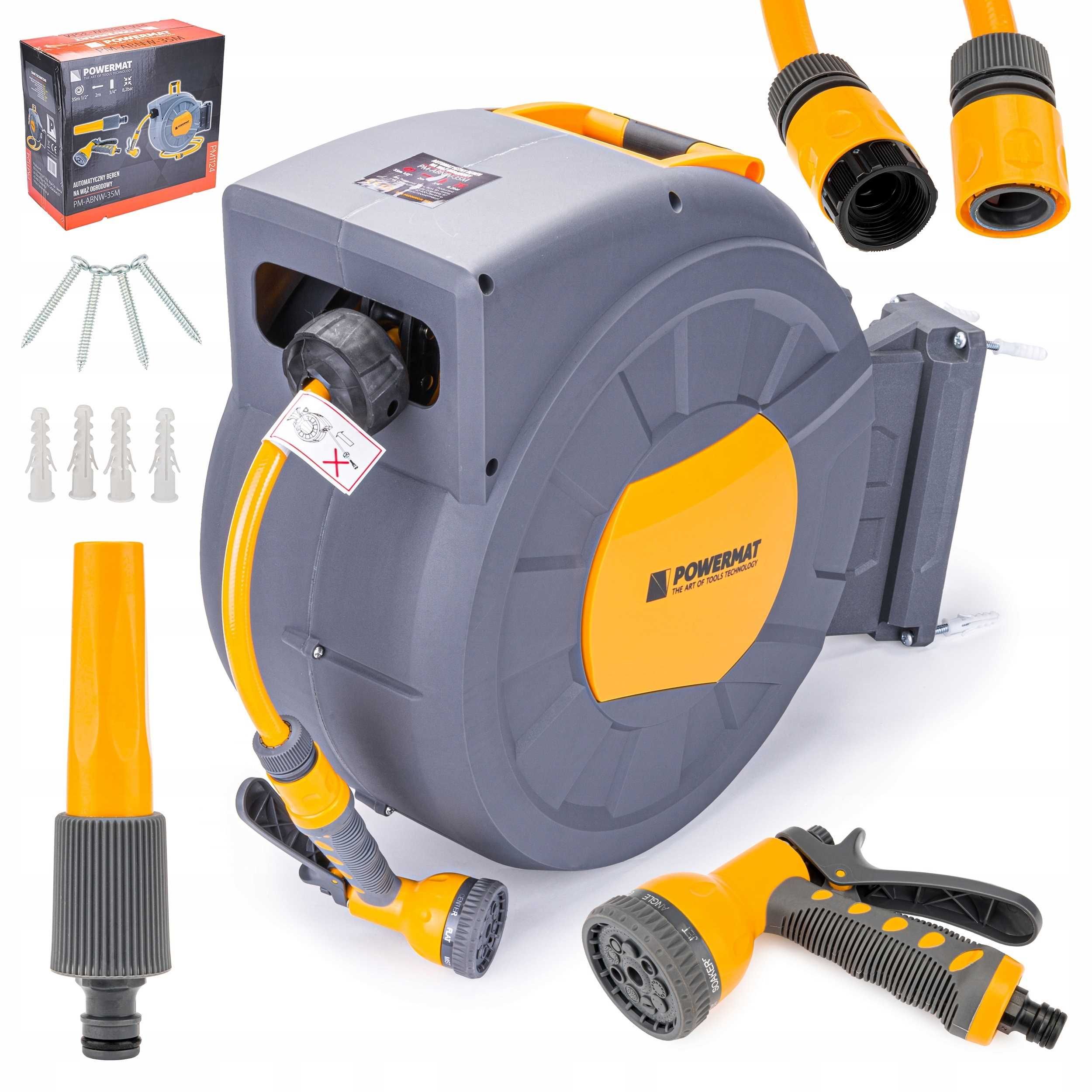 Automatyczny bęben do węża ogrodowego 1/2" 35m POWERMAT PM-ABNW-35M