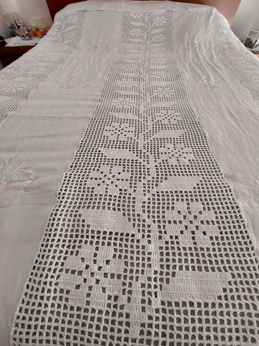 Coberta croché e linho