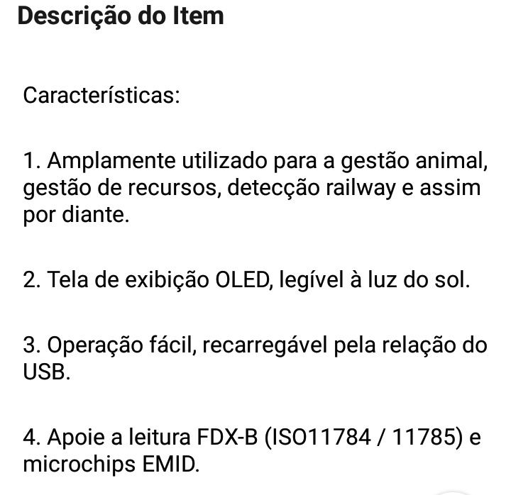 Leitor de chip para animais, 134.2H frequencia novo