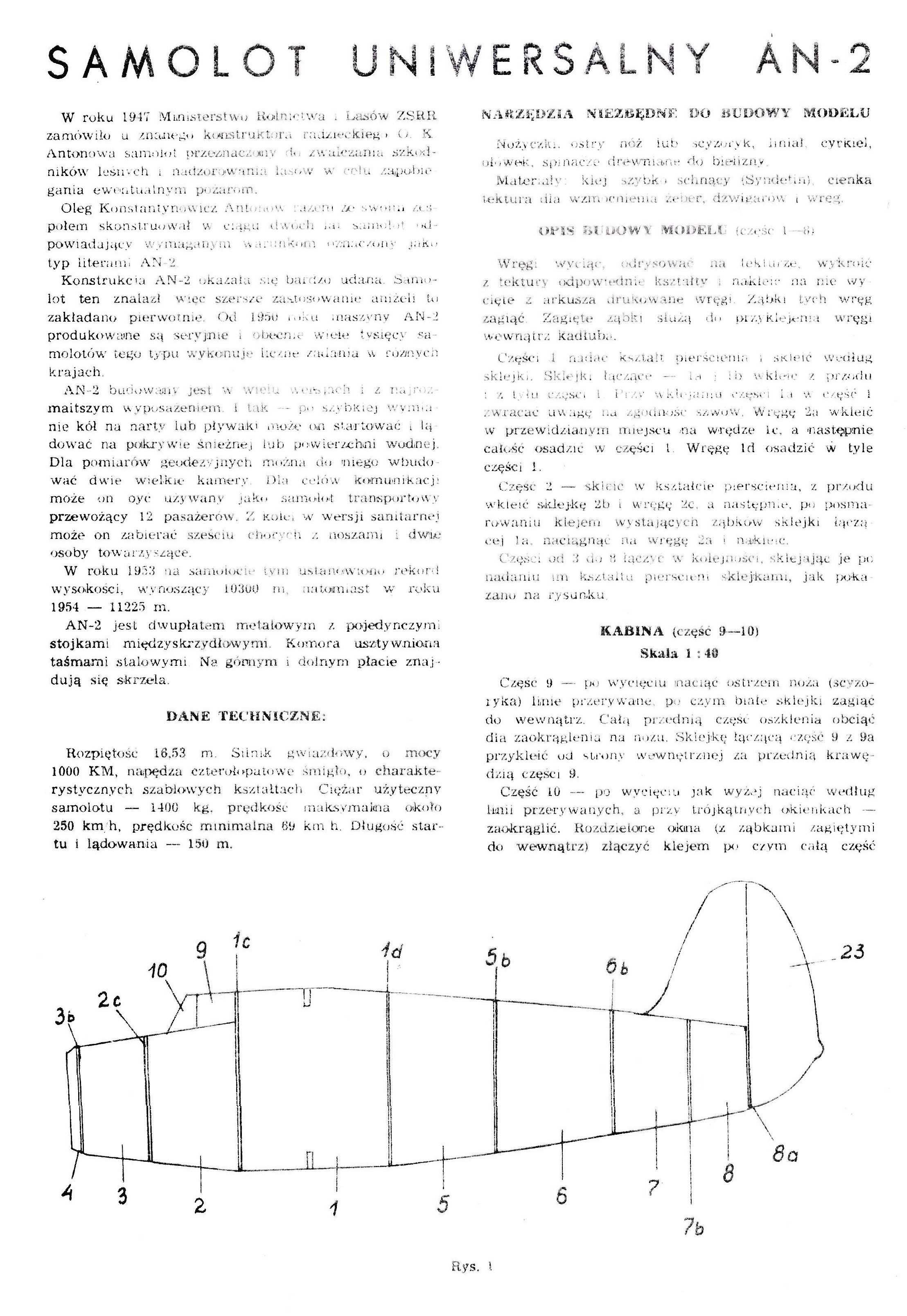 Mały Modelarz 11 1959 AN-2 samolot - reprint