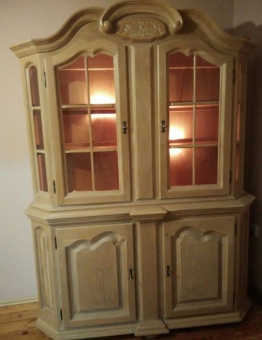 Komoda dębowa z koroną szafa witryna kredens barek antyk