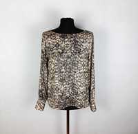 Szaro beżowa atłasowa bluzka damska z długim rękawem H&M 38/M